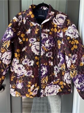 Lands' End Quilted Floral Zip Jacket Elevated Fall